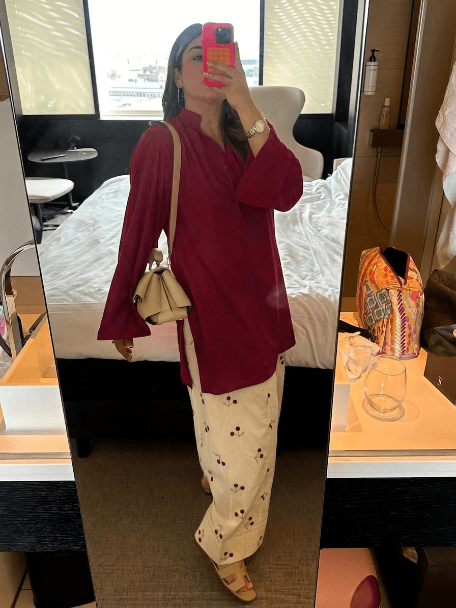 Elegant Cherry Style Farshi & Kurti Set
