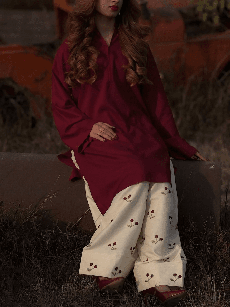 Elegant Cherry Style Farshi & Kurti Set