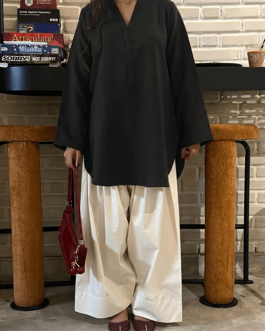 Solid Farshi Shalwar 2-Piece Set