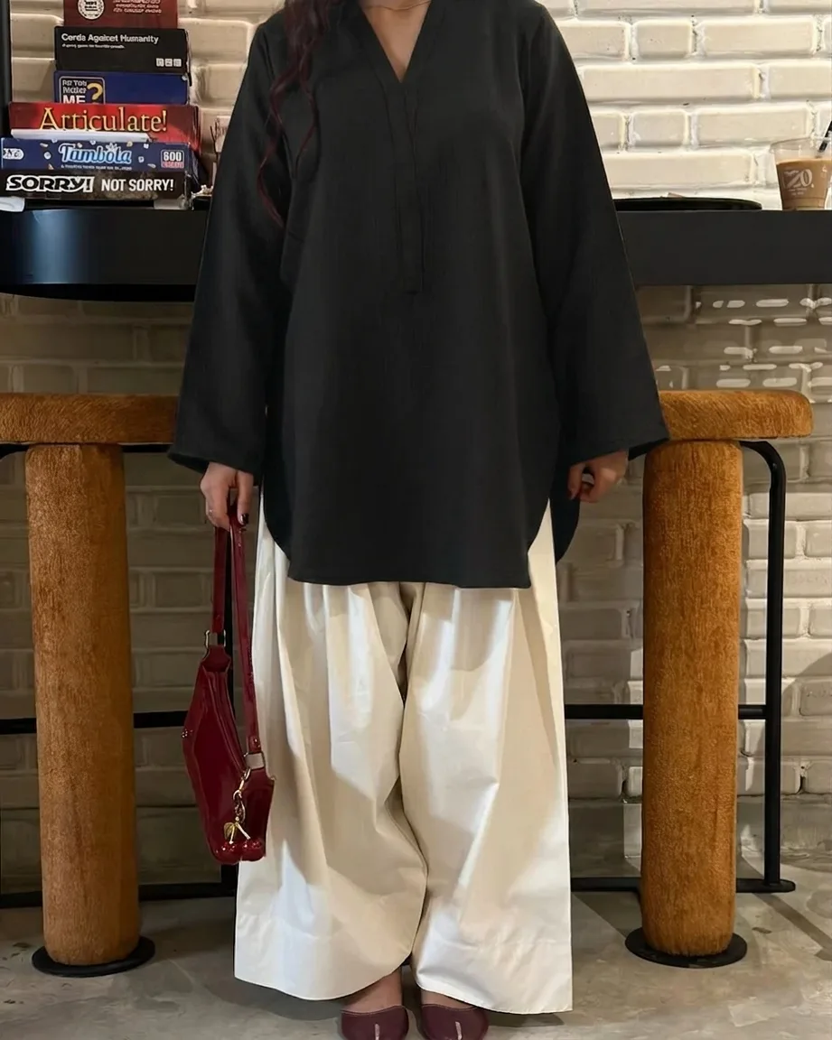 Solid Farshi Shalwar 2-Piece Set