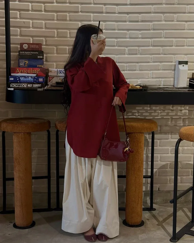 Solid Farshi Shalwar 2-Piece Set
