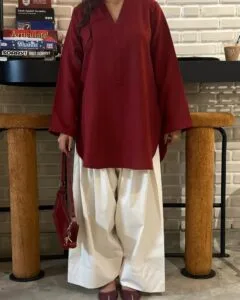 Solid Farshi Shalwar 2-Piece Set