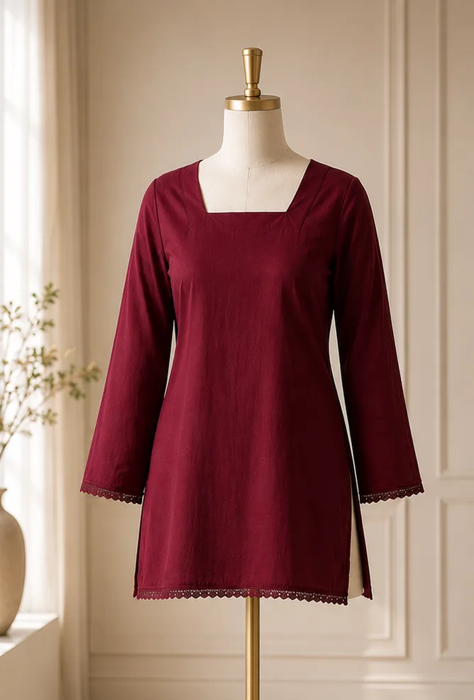Classic Lace-Up Back Kurta Top