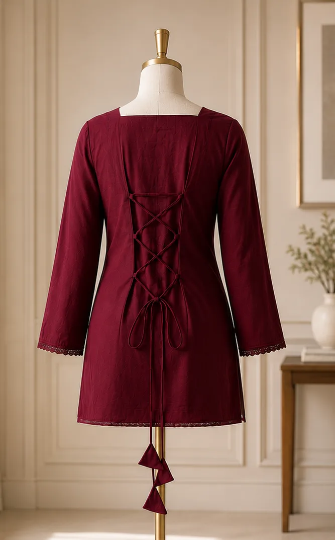 Classic Lace-Up Back Kurta Top