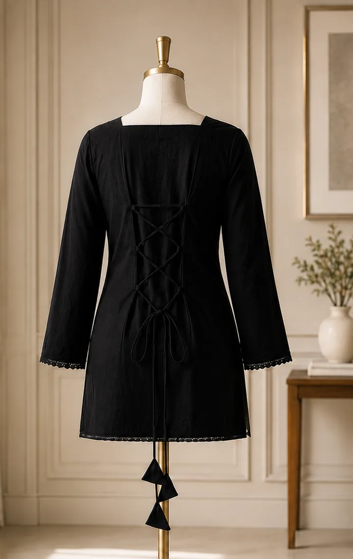 Classic Lace-Up Back Kurta Top