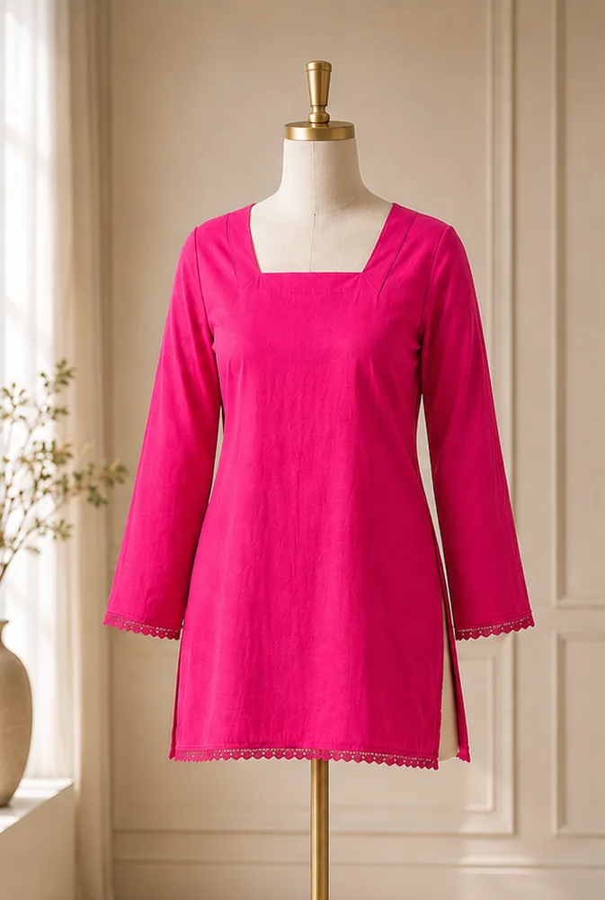 Classic Lace-Up Back Kurta Top