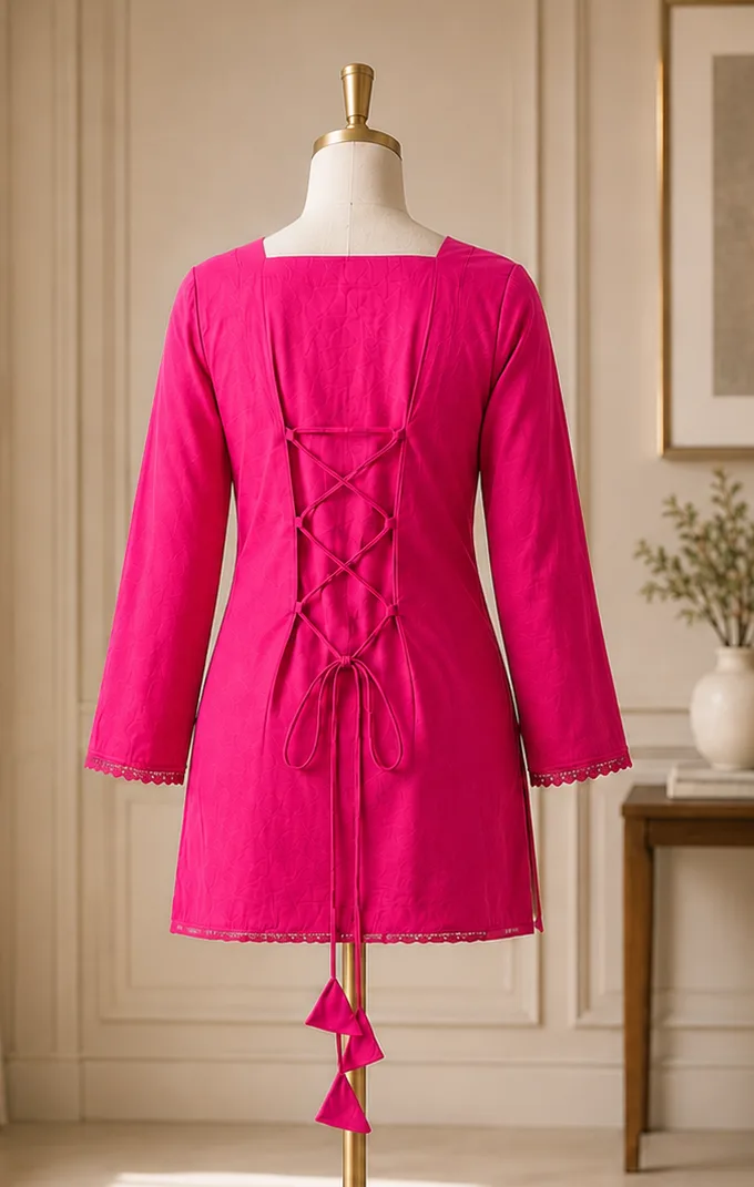 Classic Lace-Up Back Kurta Top