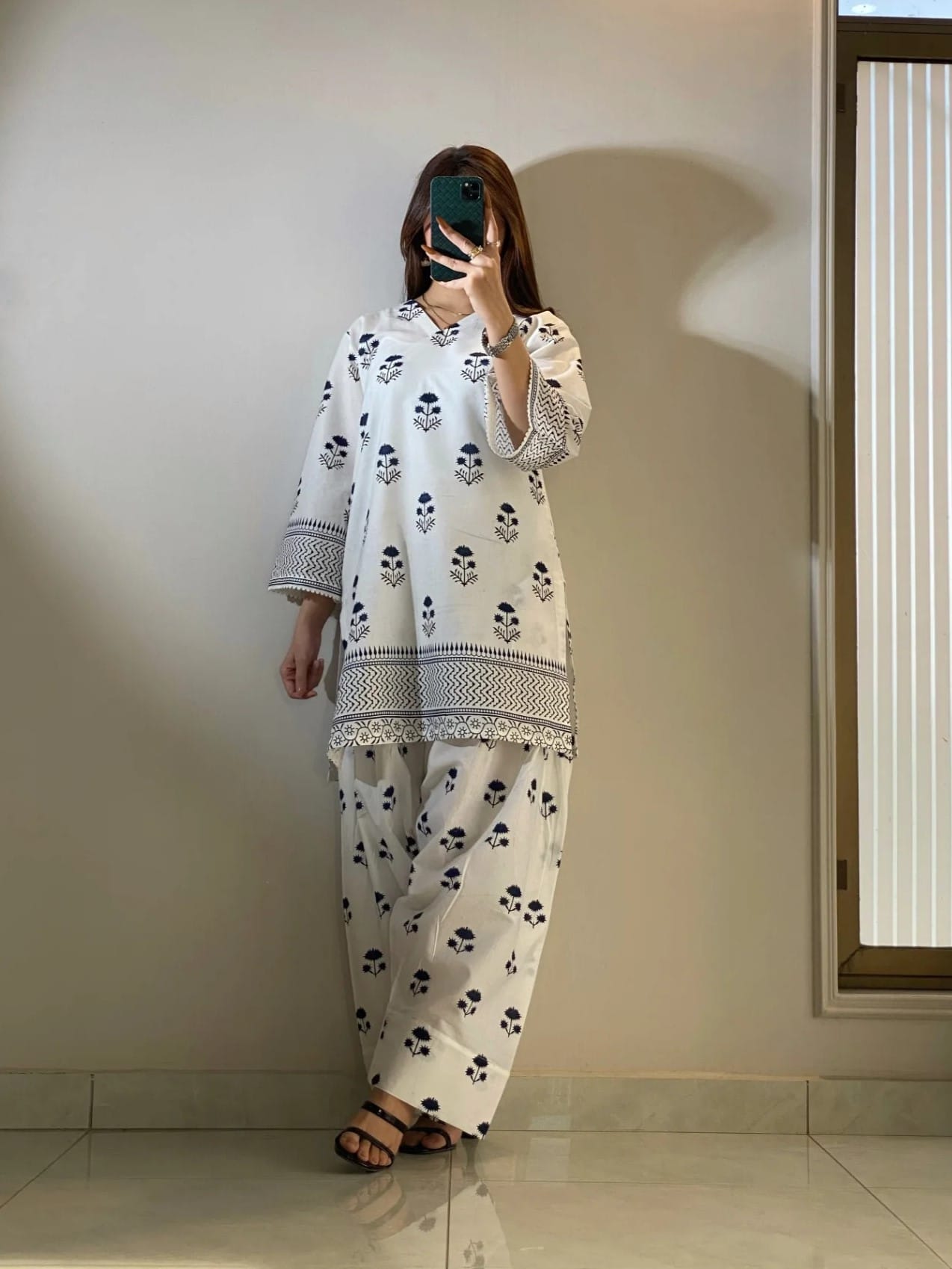 Elegant Printed Farshi Shalwar Co-Ord Set