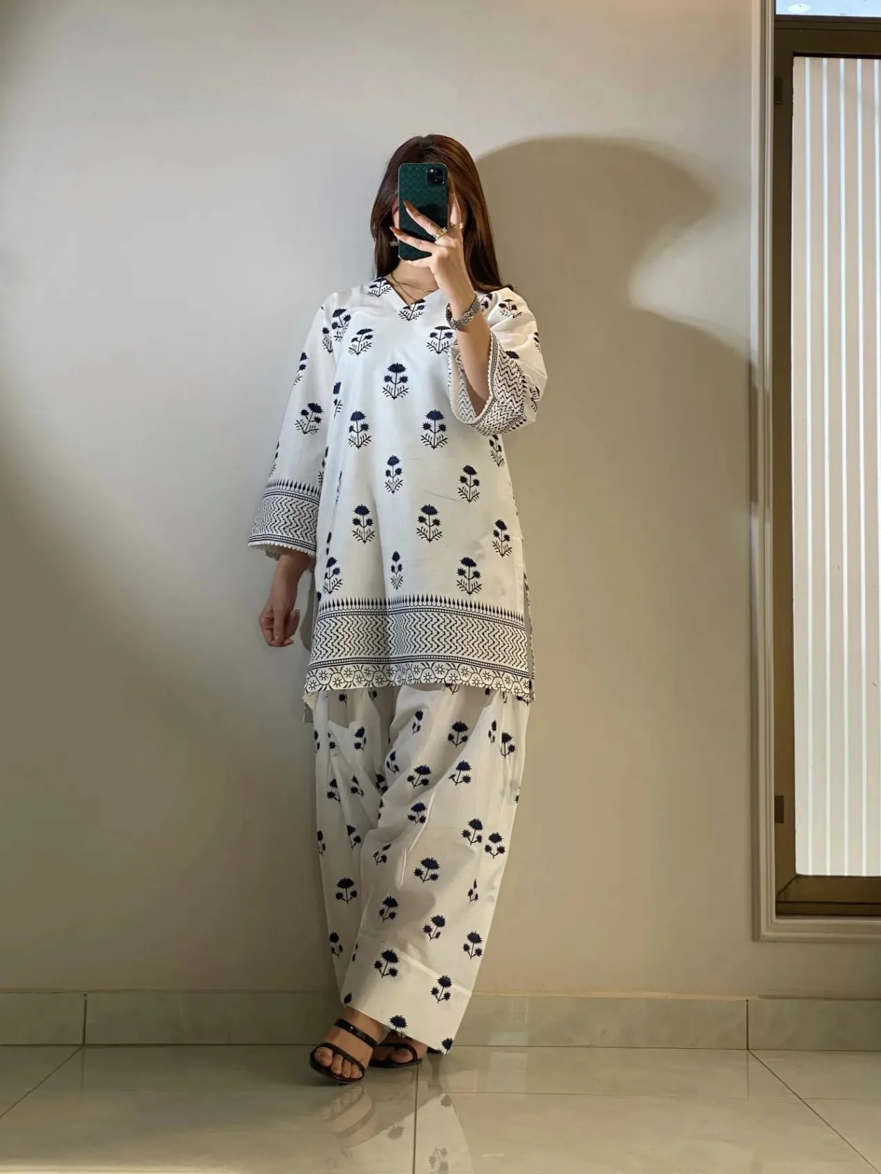 Elegant Printed Farshi Shalwar Co-Ord Set