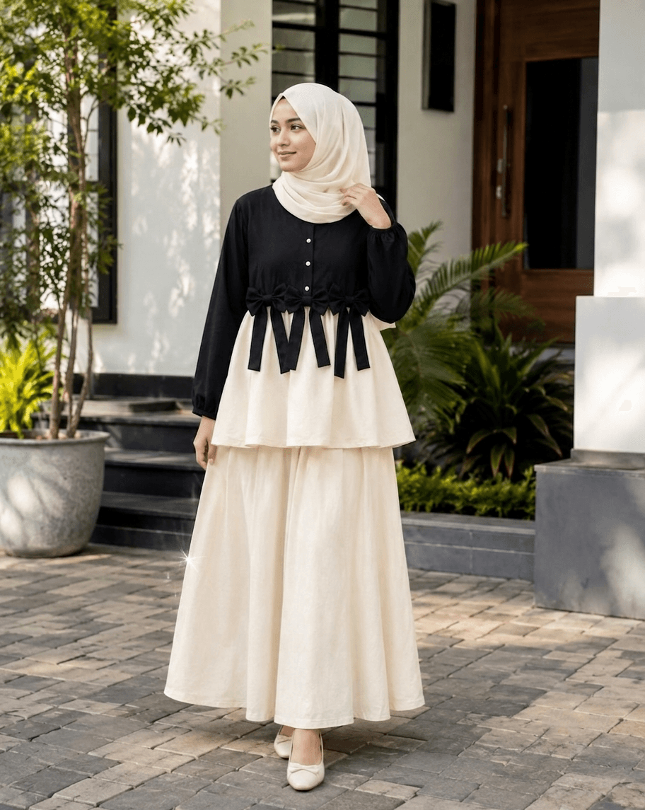 Modest Bow Top & Flapper Set 2-Piece