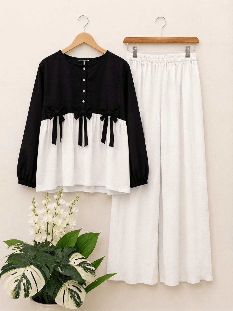 Modest Bow Top & Flapper Set 2-Piece