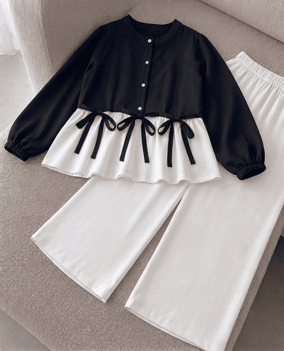 Modest Bow Top & Flapper Set 2-Piece