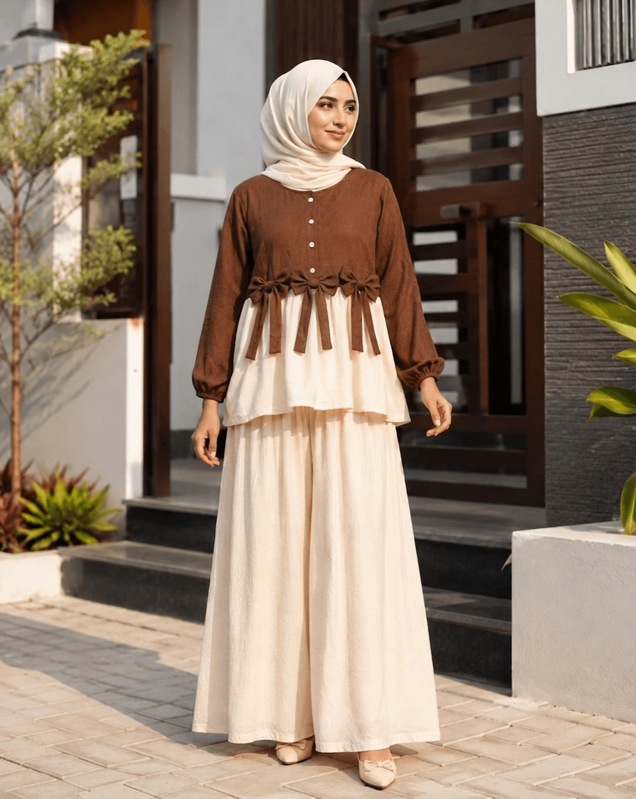 Modest Bow Top & Flapper Set 2-Piece