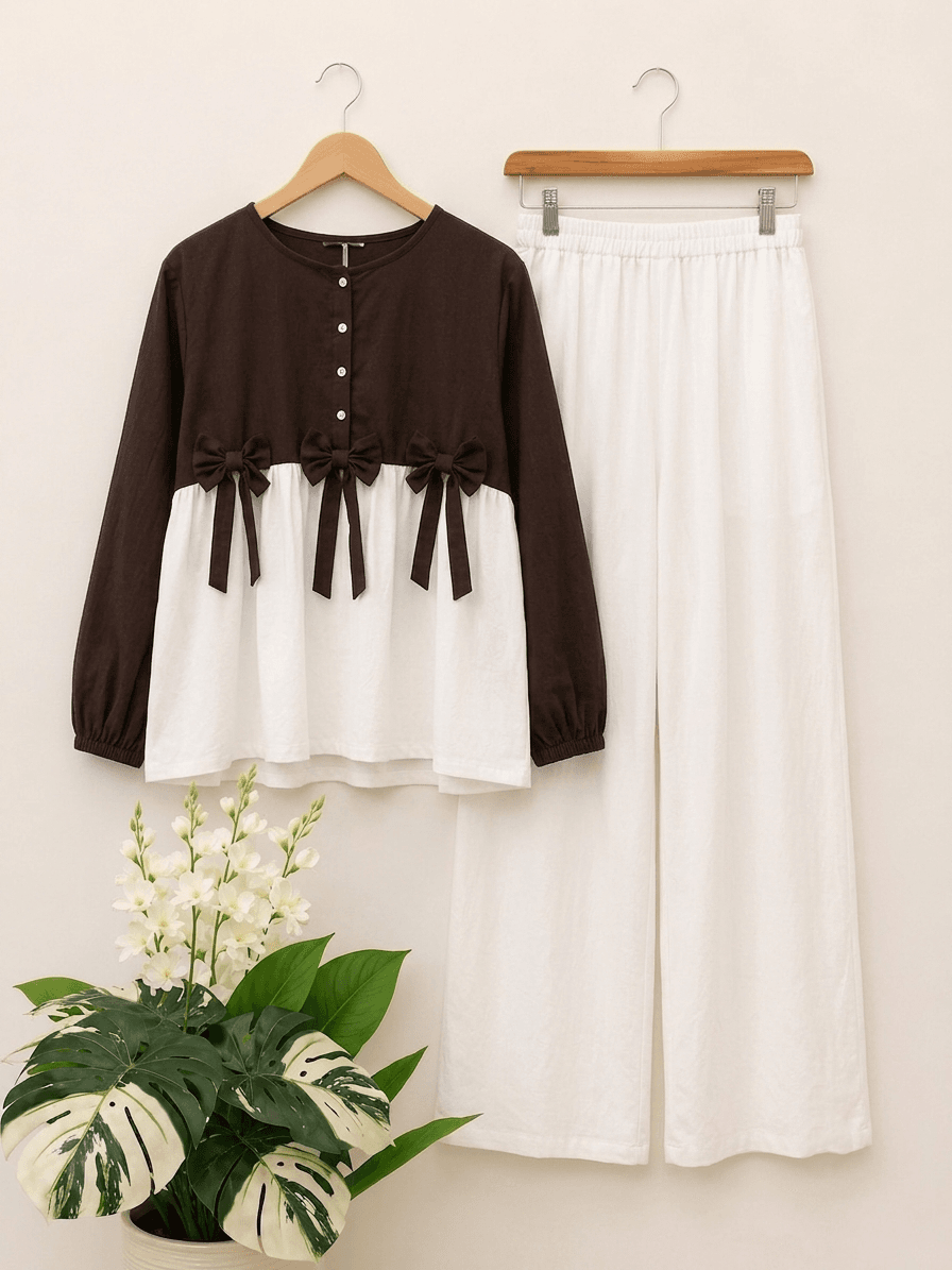 Modest Bow Top & Flapper Set 2-Piece