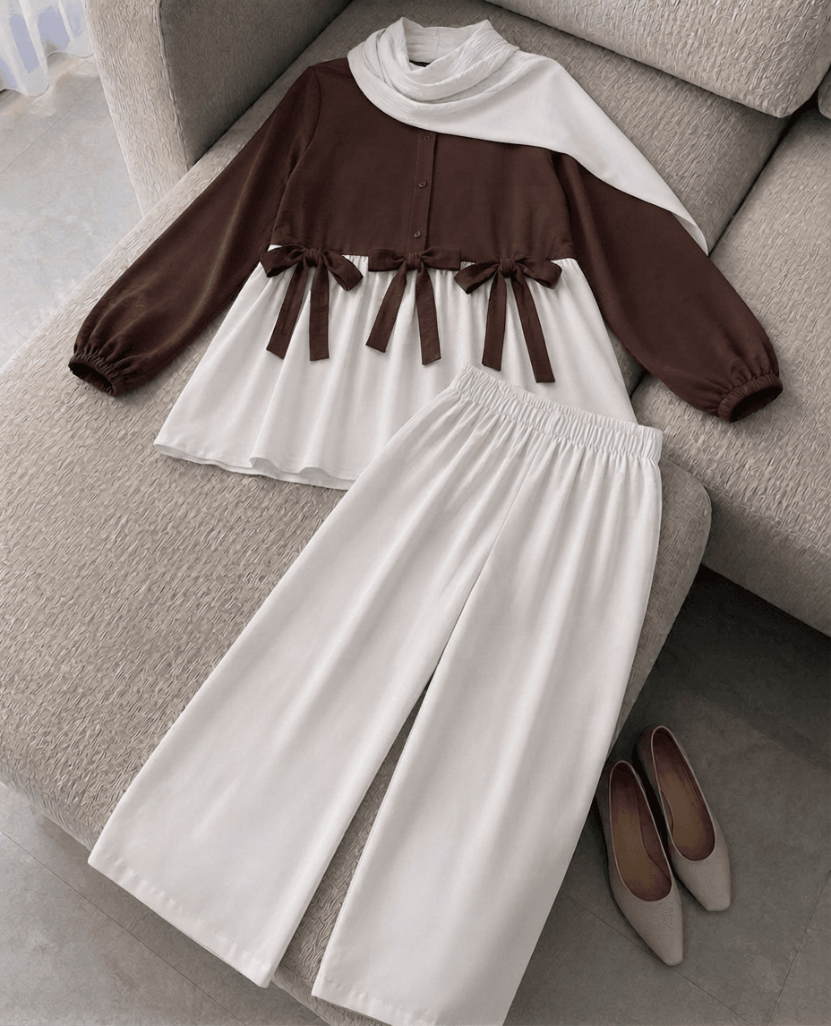 Modest Bow Top & Flapper Set 2-Piece