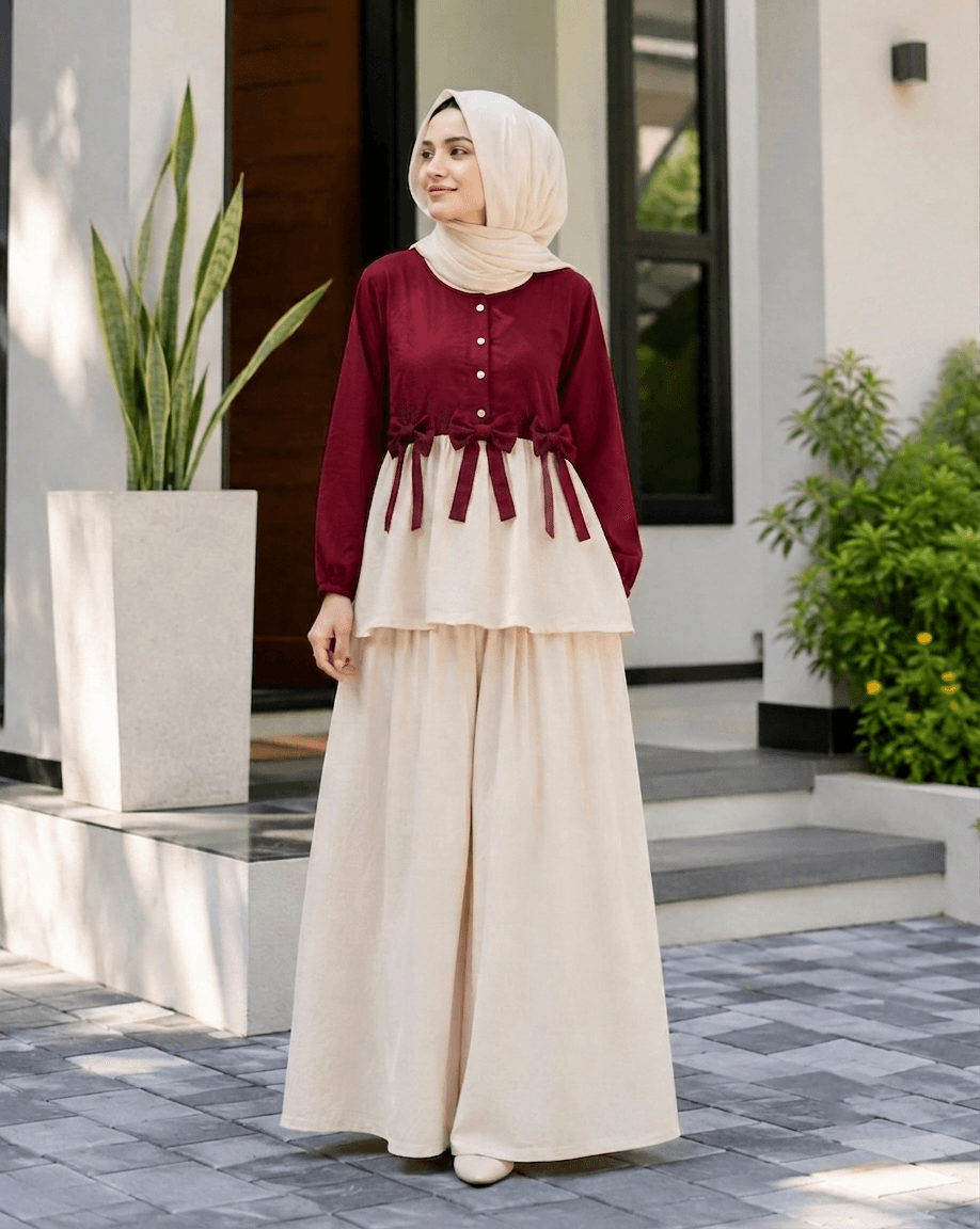 Modest Bow Top & Flapper Set 2-Piece