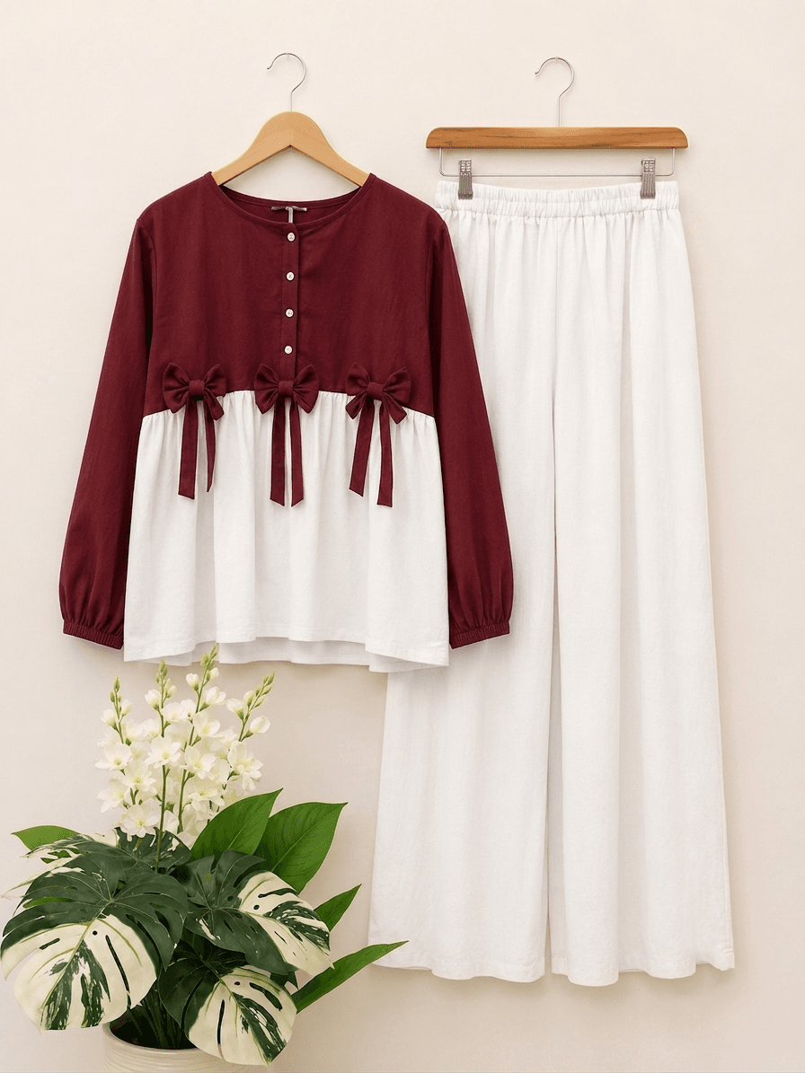 Modest Bow Top & Flapper Set 2-Piece
