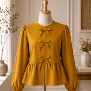 Modest Bow Front Peplum Top
