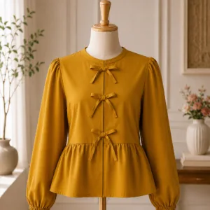 Modest Bow Front Peplum Top