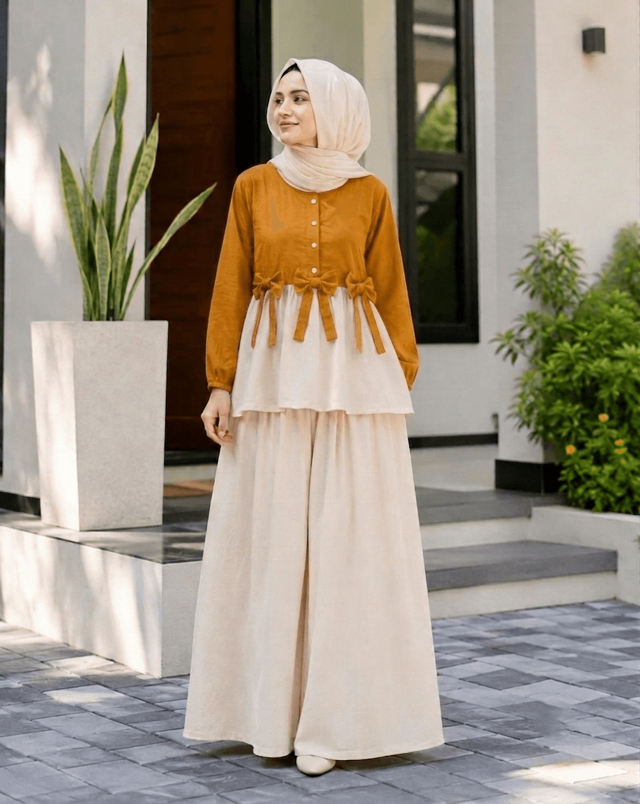 Modest Bow Top & Flapper Set 2-Piece