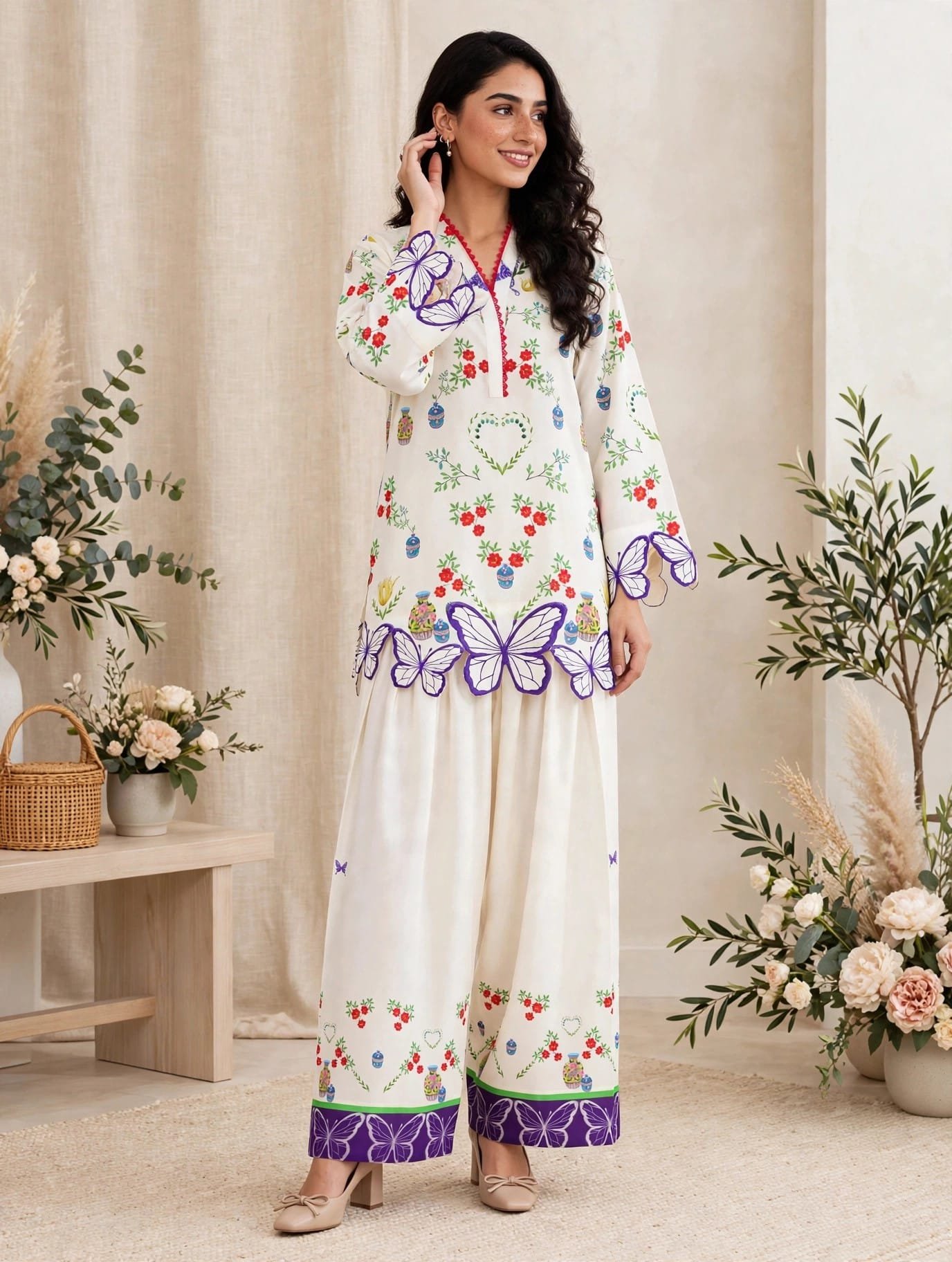 Bloom Butterfly Farshi Co-Ord Set