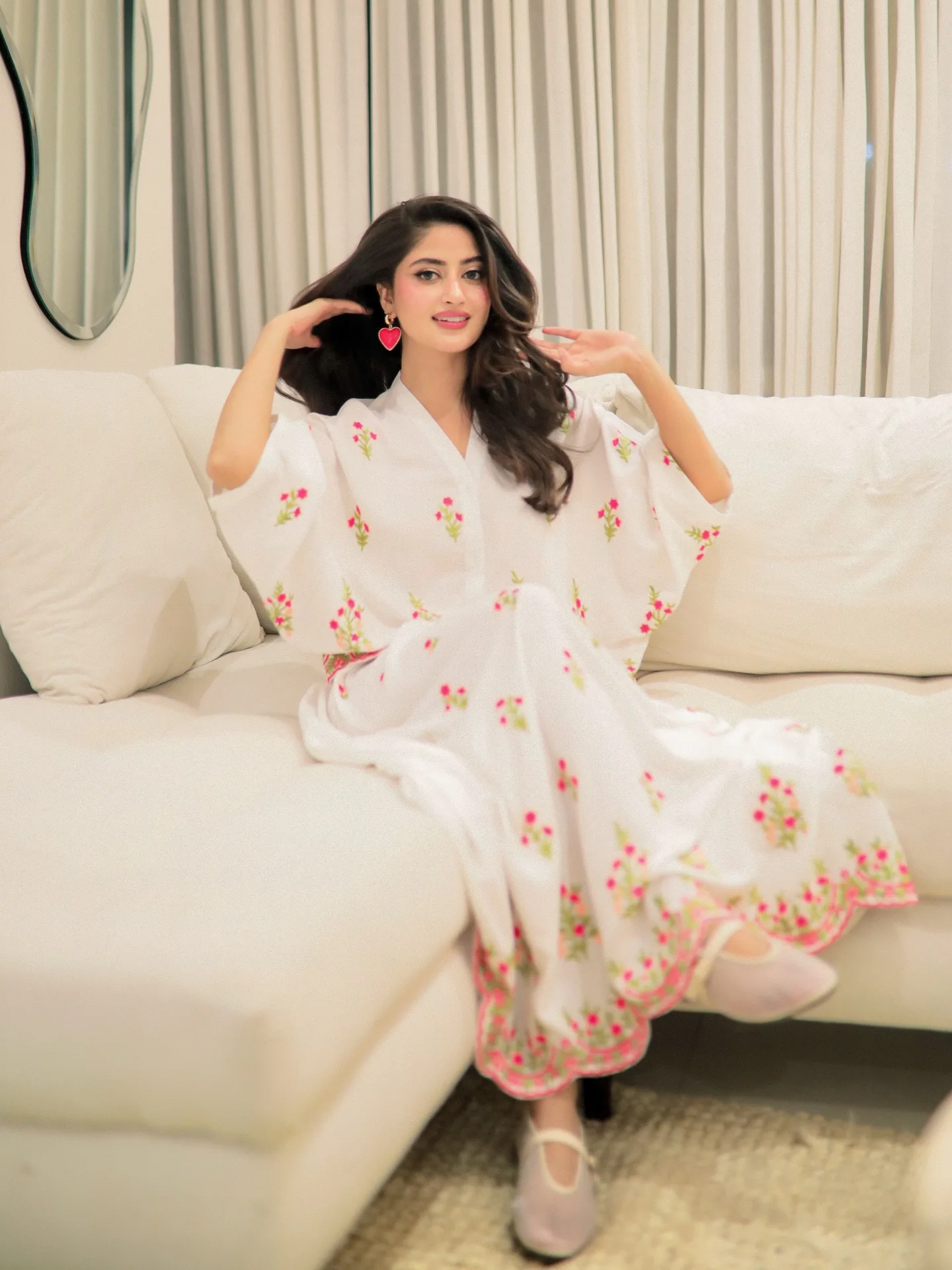 Embroidered Floral Top & Skirt Set