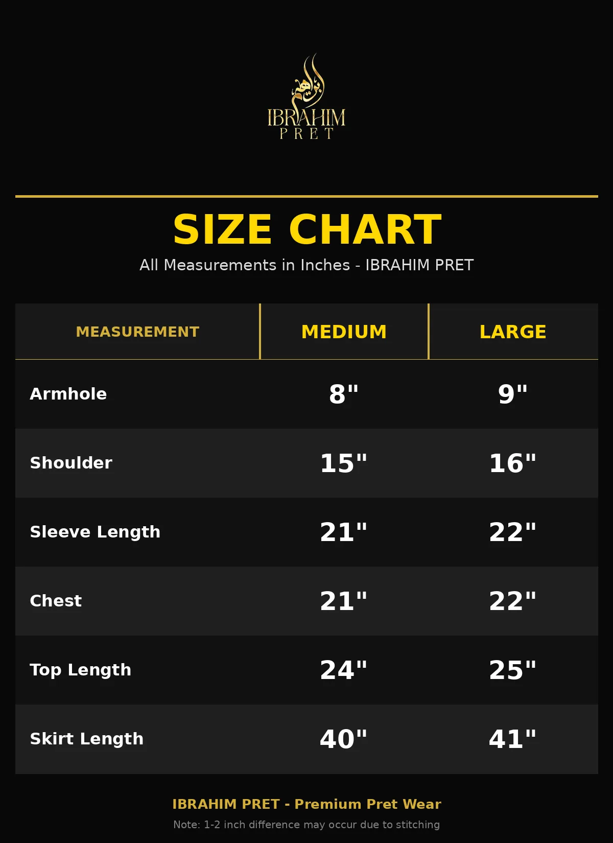 SIZE CHART