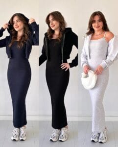 Ribbed Bodycon with Cropped Zip-Up Hoodie